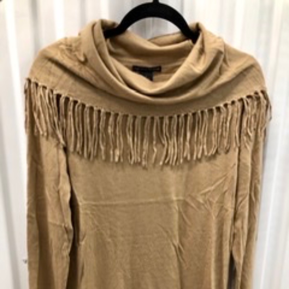 New Wool mix Fringe Sweater Tunic, M